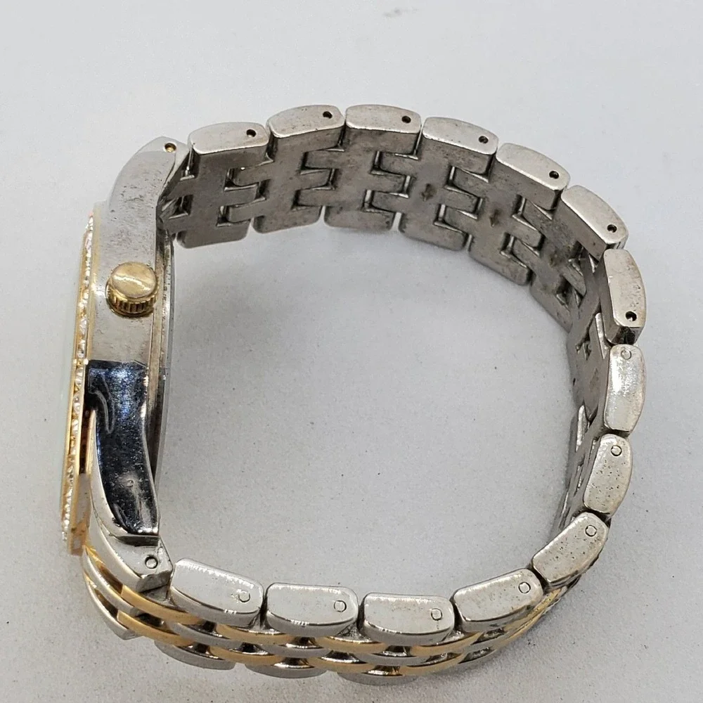 Women's Watch 35MM Crystal Bezel White Dial Gold Gray Bracelet 6